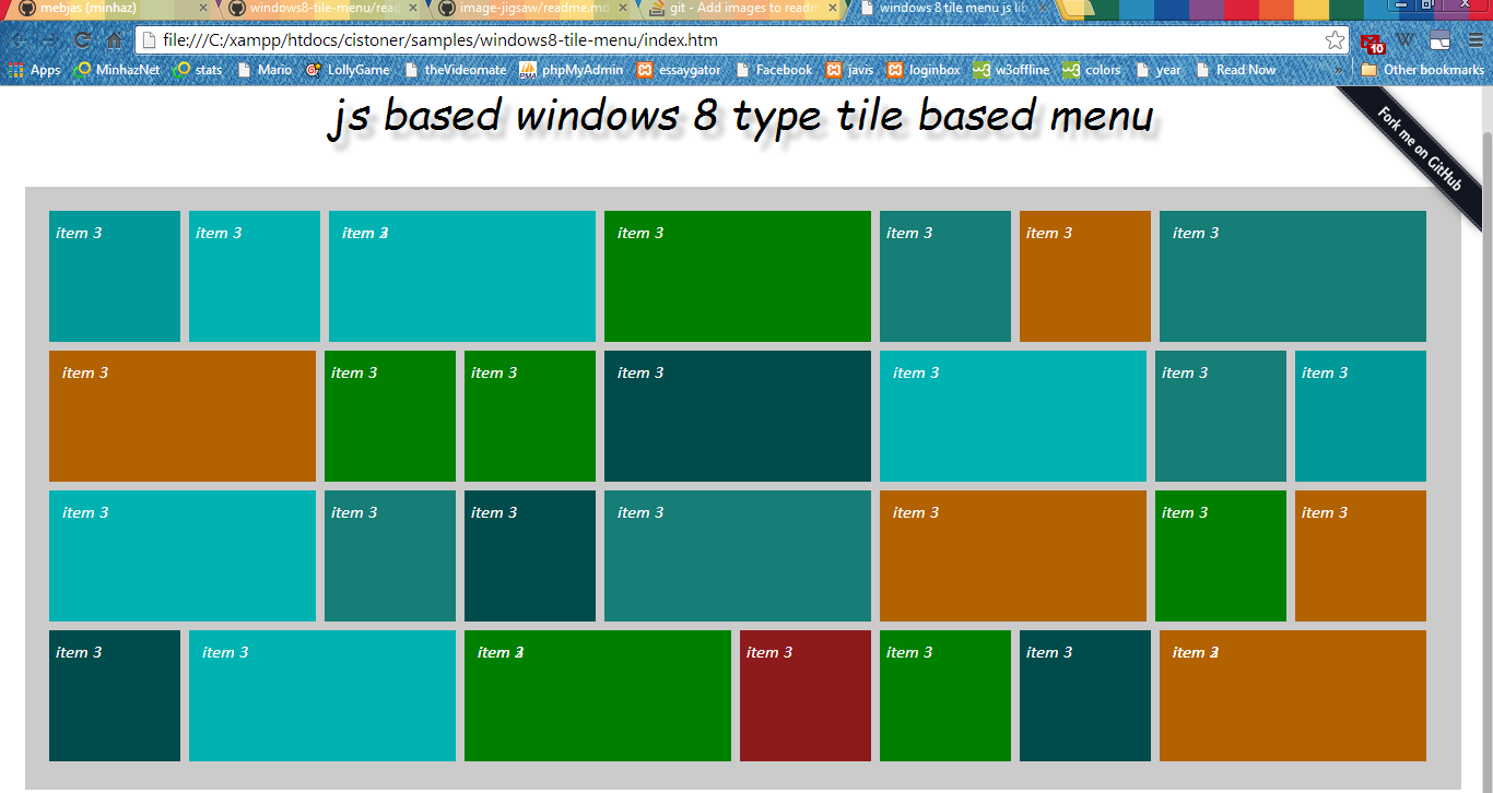jQuery windows8 tile menu